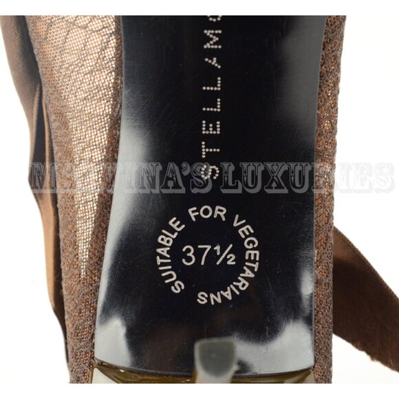 STELLA MCCARTNEY SHOES MESH & SATIN BROWN PUMPS sz 37.5 / 7.5 - Picture 10 of 13